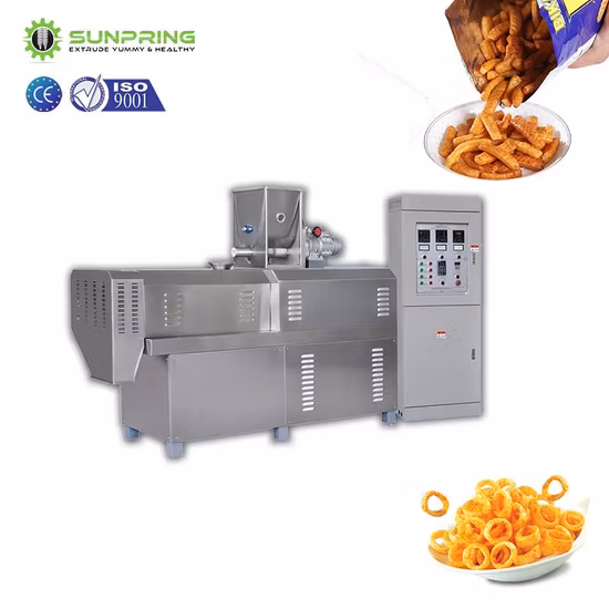 Twin Screw Cereal Rice Expanding Puffing Puffed Puff Corn Food Snack Making Processing Flavoring Machine Extruder Extrusion Equipment Machinery Production Line