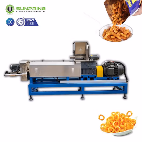 Parafuso duplo Cereal Arroz Expansão Puff Puff Puff Corn Alimento Fabricação de lanches Processamento Aromatizante Máquina Extrusora Equipamento de extrusão Linha de produção de máquinas